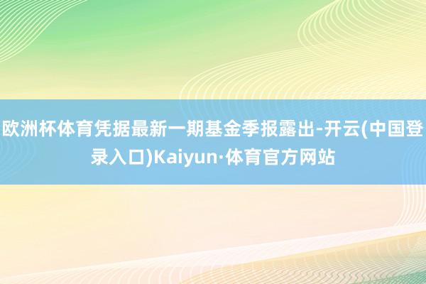 欧洲杯体育凭据最新一期基金季报露出-开云(中国登录入口)Kaiyun·体育官方网站